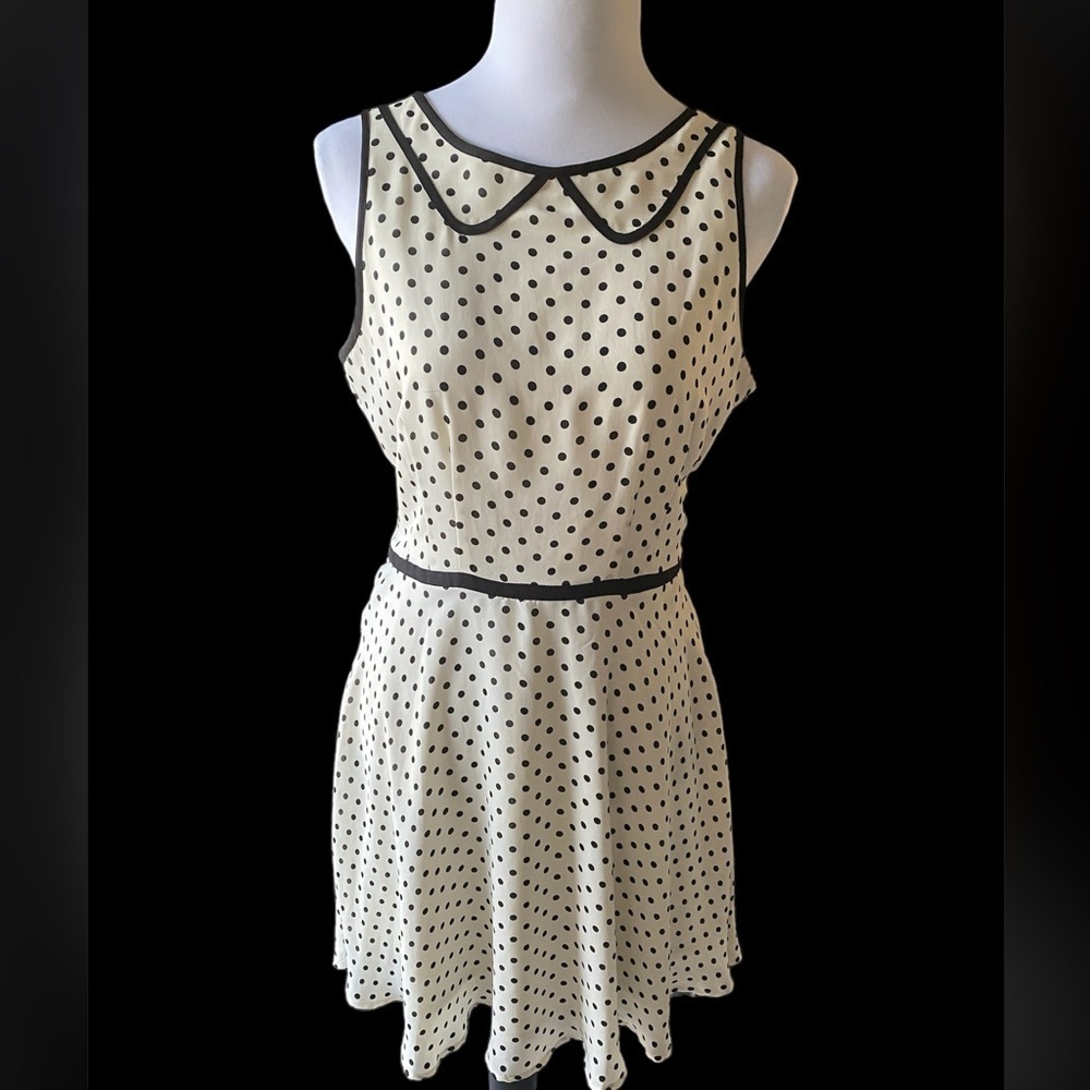 LC Lauren Conrad girly feminine retro polka dot fit n flare a-line knee length 8